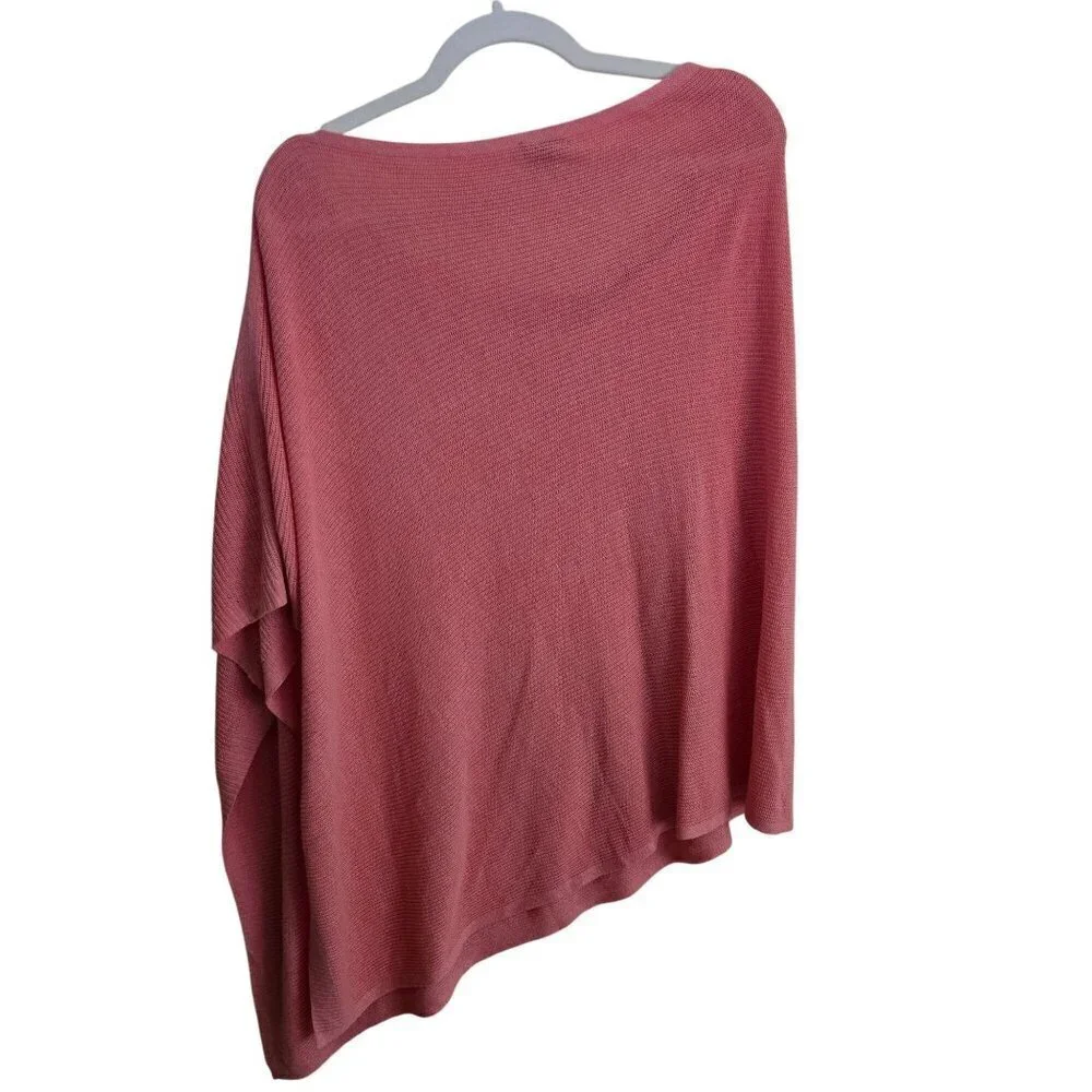 Talbots Coral Asymmetric Linen Blend Lightweight Poncho Cape Size M/L